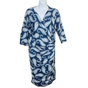 Anatomie Paisley Print  wrinkle-free marine Travel Dress Size‎ Large
